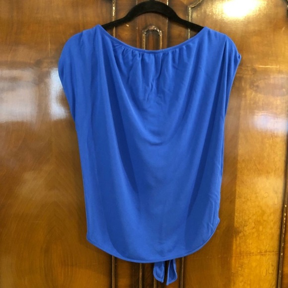 Ann Taylor Blue Blouse w/ Tie Front size XS - Picture 7 of 8
